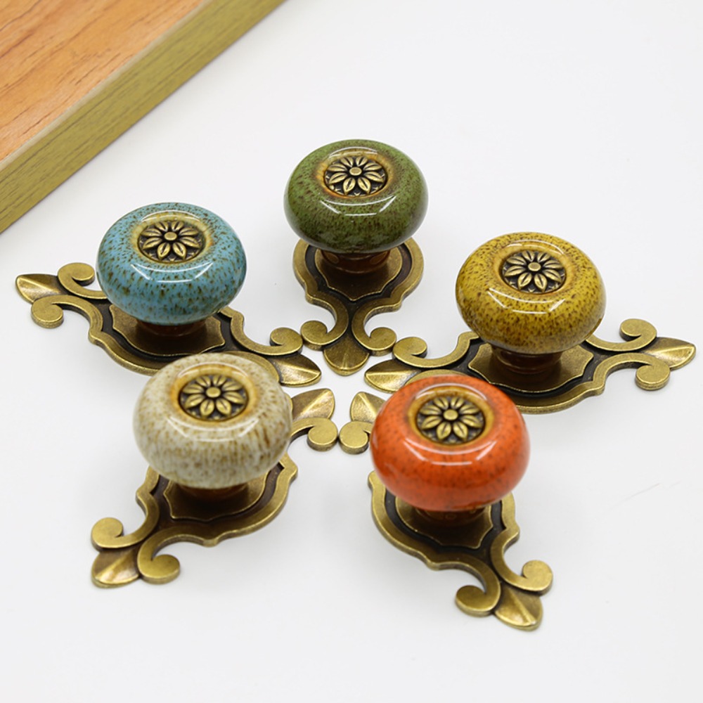 Furniture Hardware Antique - Creative Single Hole Ceramic Knob Ethnic